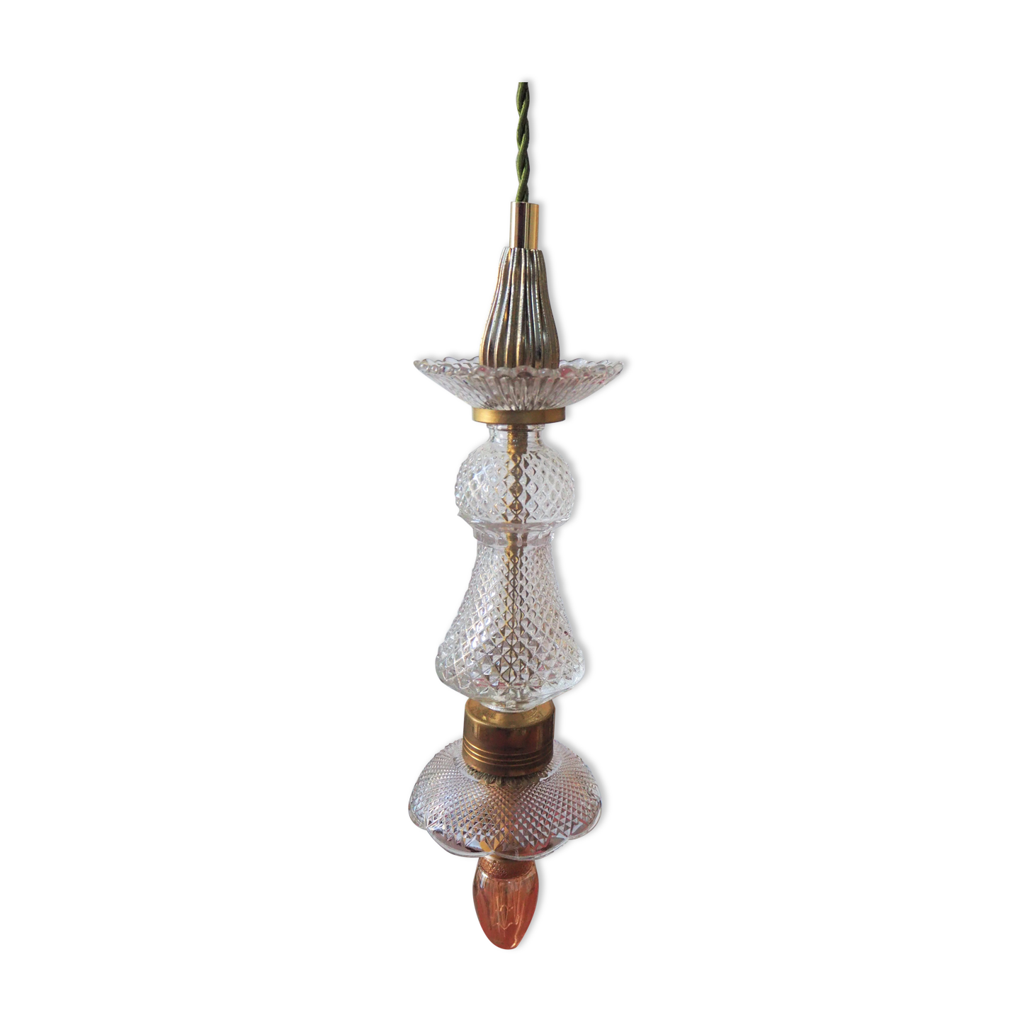 Glass and brass pendant lamp - n°1