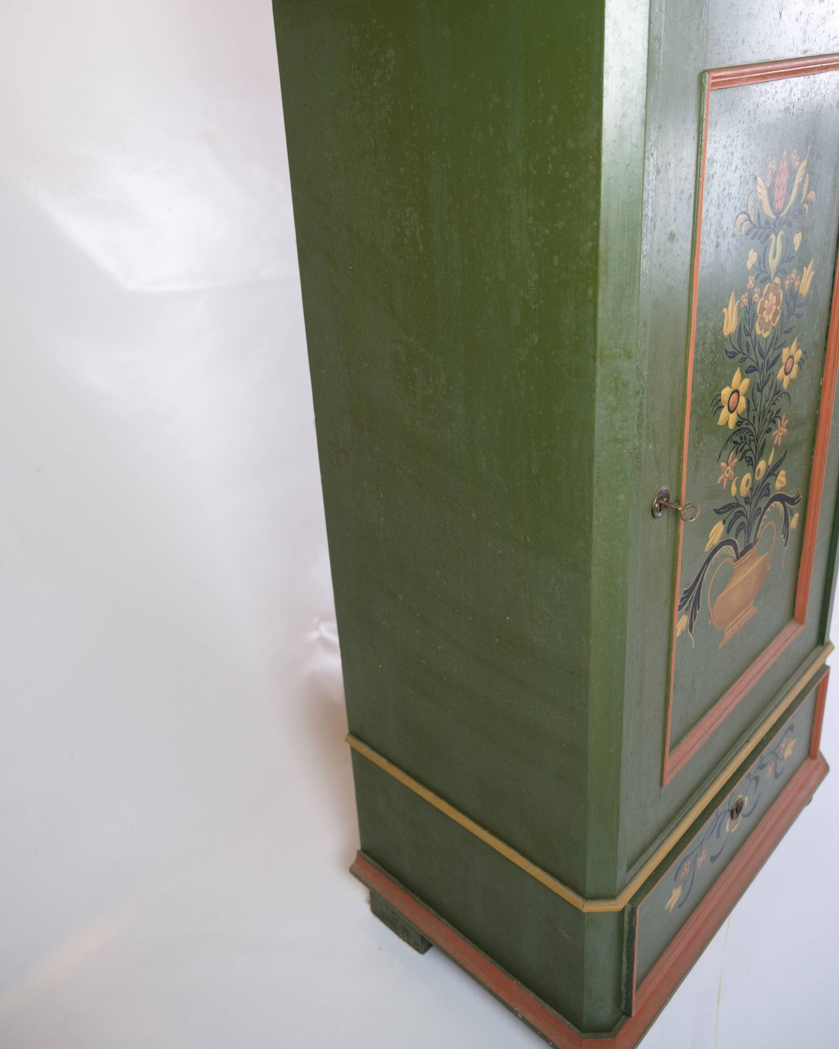 Antique Cabinet Hand Painted With Floral Decorations From 1890s