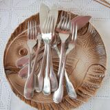 Fish cutlery for 6 Christofle Godrons initials E. L. circa 1910-20