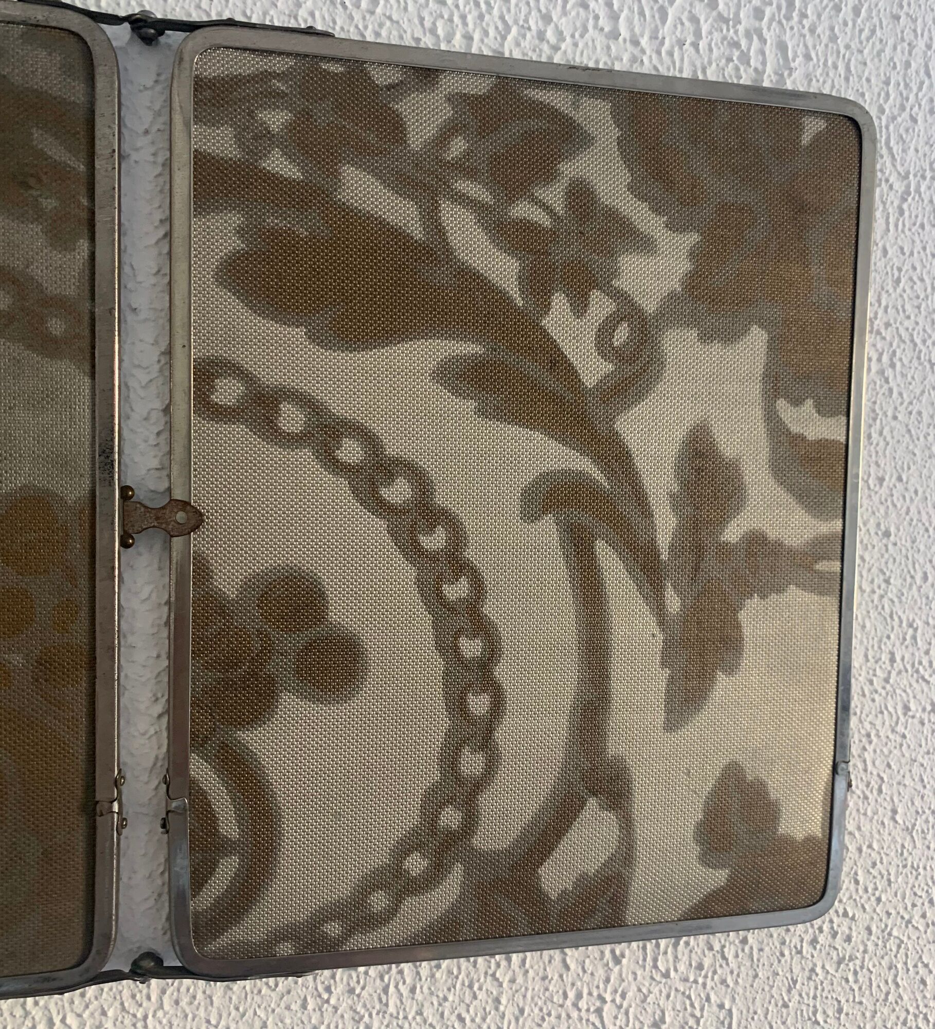 Miroir vintage 1930 triptyque de barbier Art Déco tissu - 31 x 77 cm