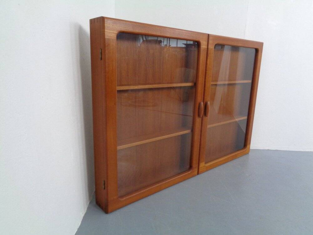 Wall cabinet with glass doors from Dyrlund, Denmark, 1970s.