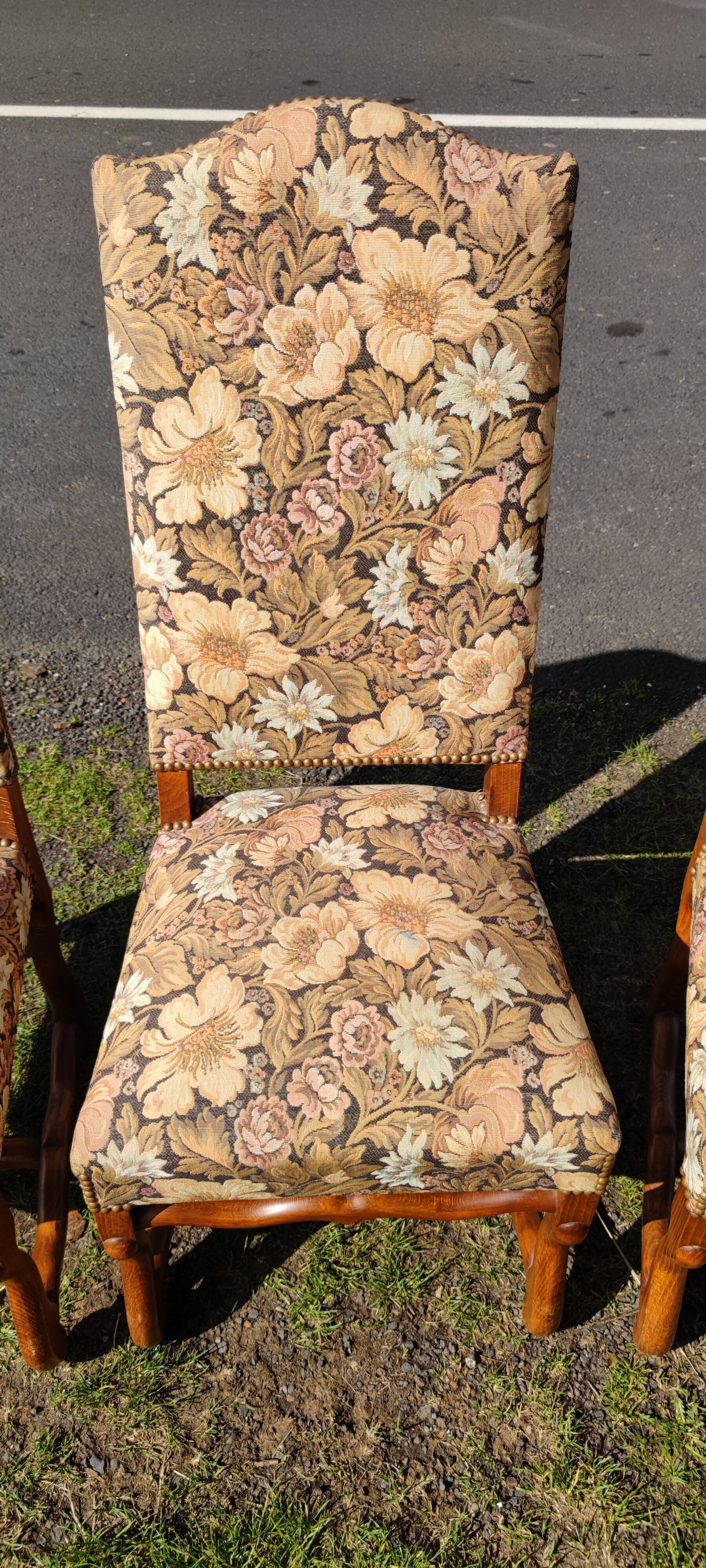 6 Louis XIV chairs in beech