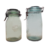 Duo old glass jars