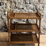 Wooden service turned on old wheels with bottle holder