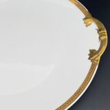 Flat round serving dish Limoges gold edging