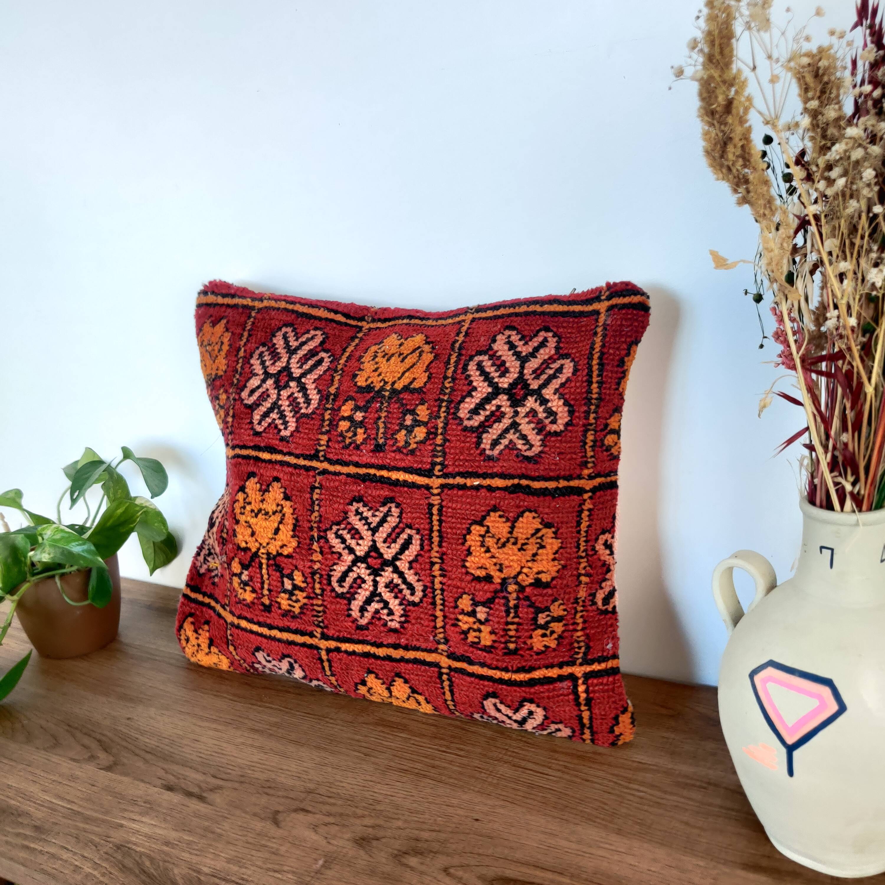 Moroccan ethnic red cushion