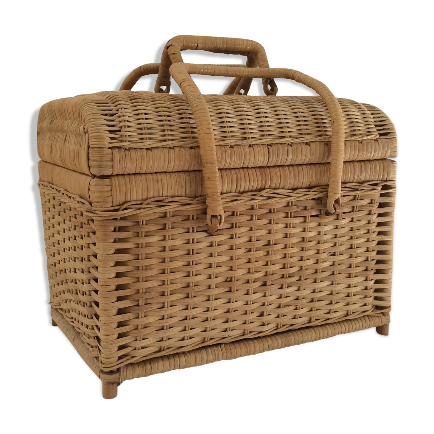 Old rattan suitcase
