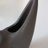 Free-form anthracite grey ceramic vase, Louis Giraud, Vallauris