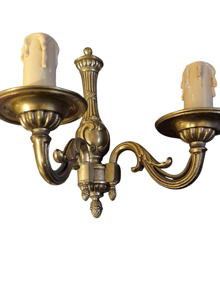 5-arm chandelier + 4 wall sconces MD bronze Louis XV style