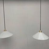 Pair of opaline pendant lights