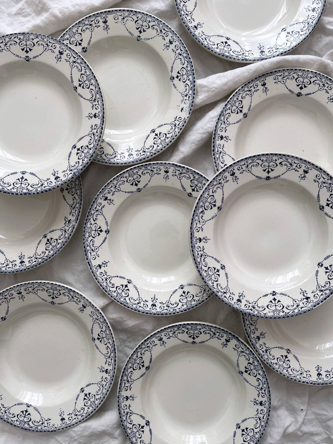 10 earthenware soup plates "Balzac" Choisy le Roi