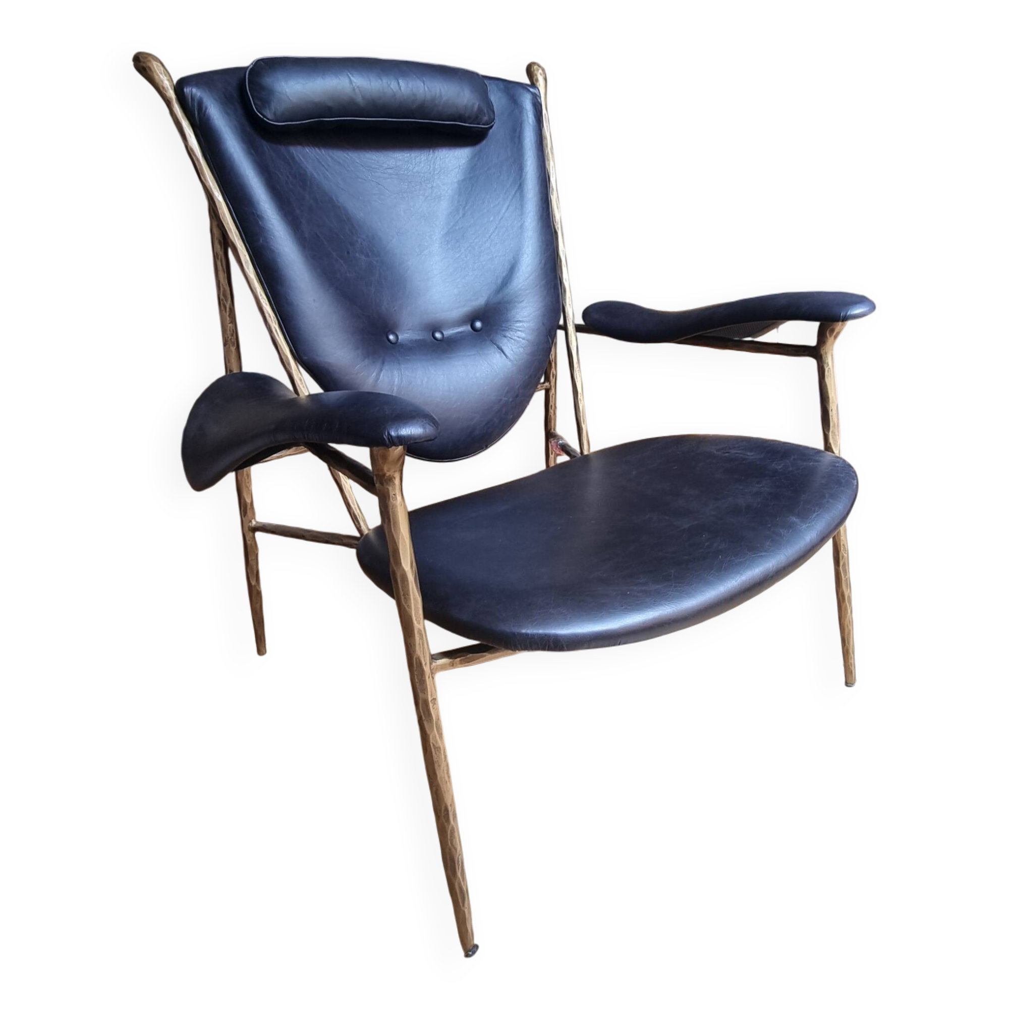 Black and golden bronze designer armchair