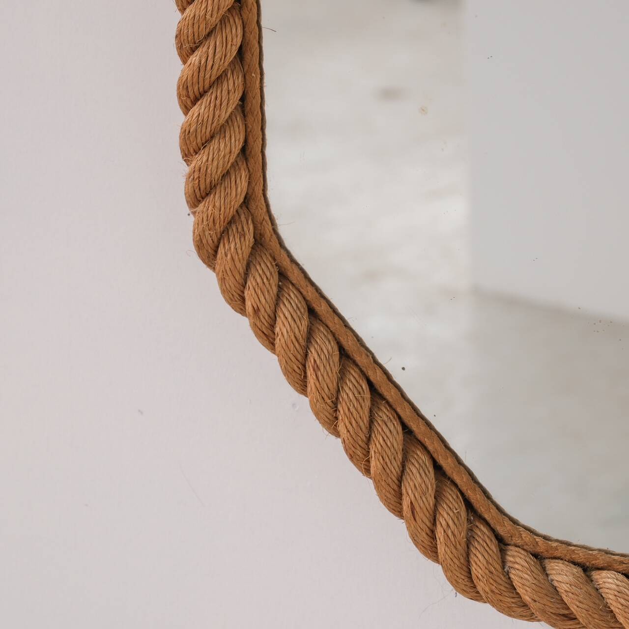 Miroir français des années 50 Audoux-Minet en corde