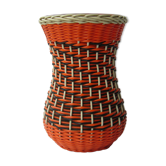 Glass vase covered with scoubidou wires, 60's deco