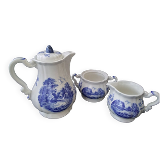 Sarreguemines Romantic model coffee pot, sugar bowl and creamer