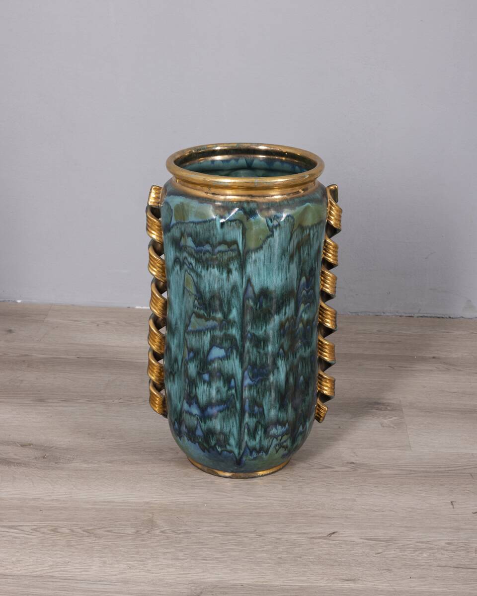 Large 1950s vintage decorated ceramic vase, Italian design