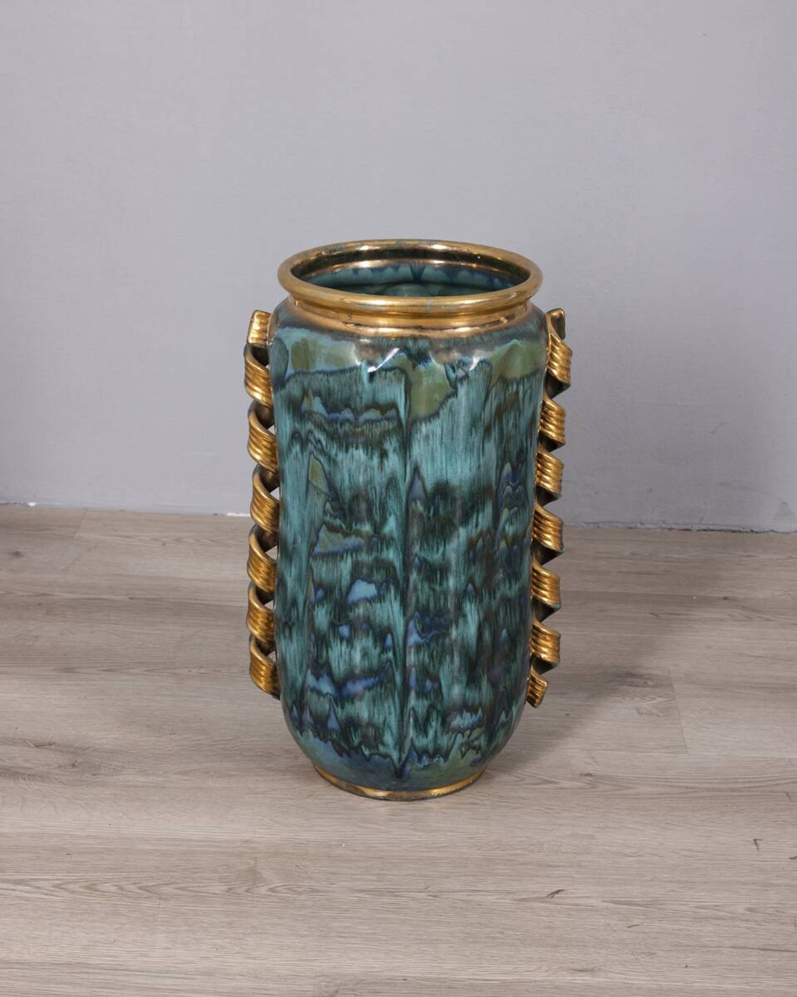 Large 1950s vintage decorated ceramic vase, Italian design