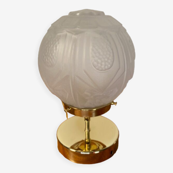 Lampe à poser globe vintage en verre travaillé
