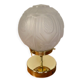 Vintage globe table lamp in worked glass