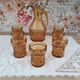 Vintage Italian orangeade or lemonade service 8 pieces 7 people textured amber glass