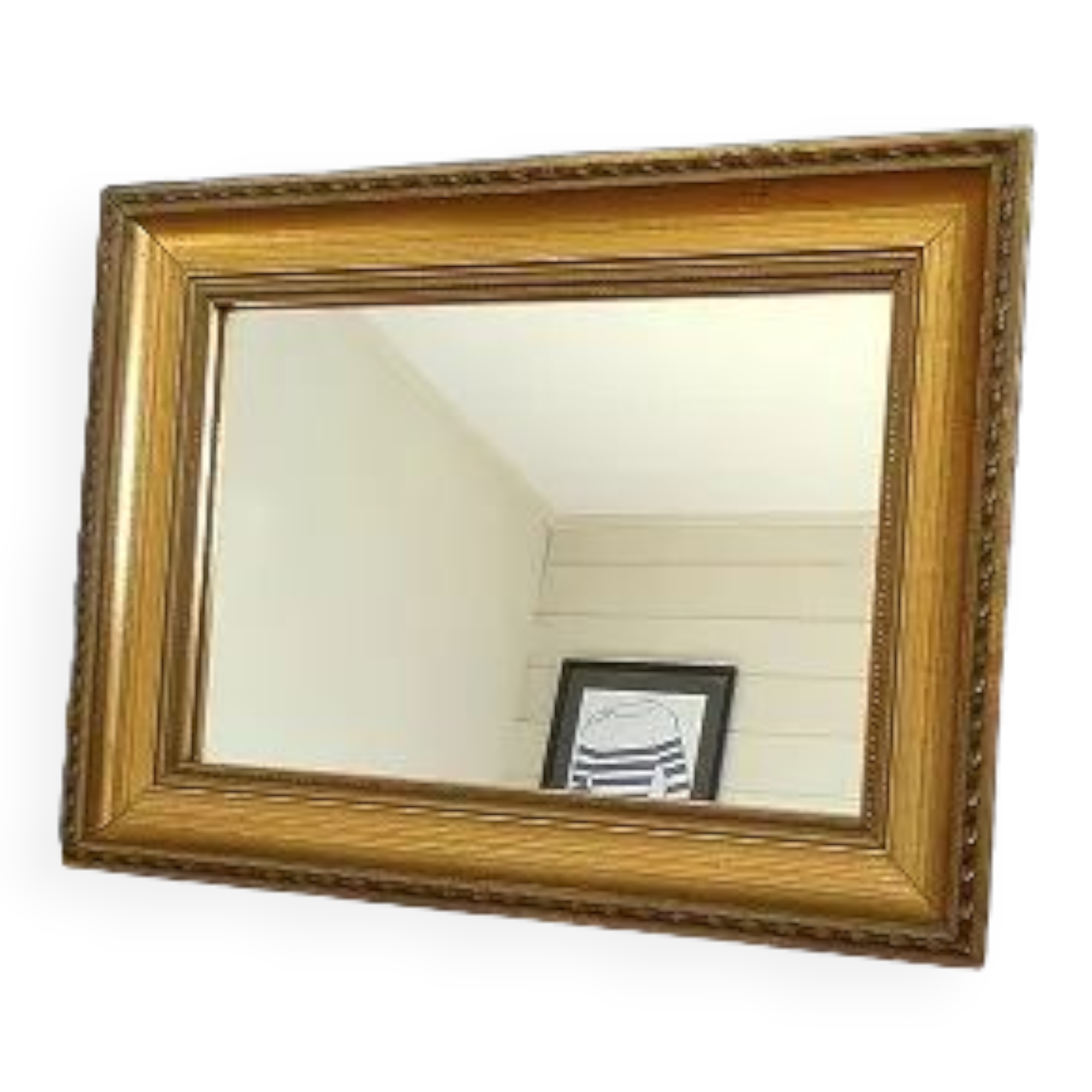 Mirror frame wood beads gilded patinated