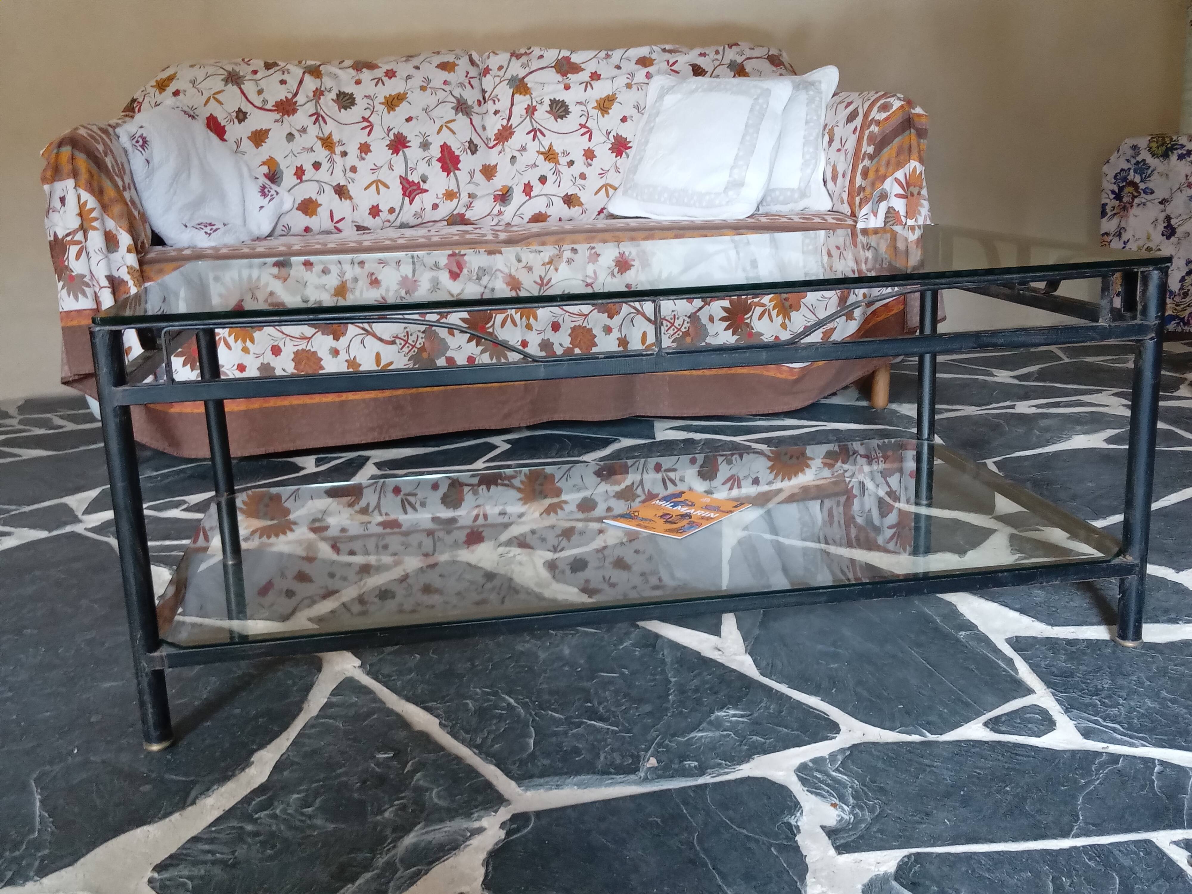 Table basse verre et fer