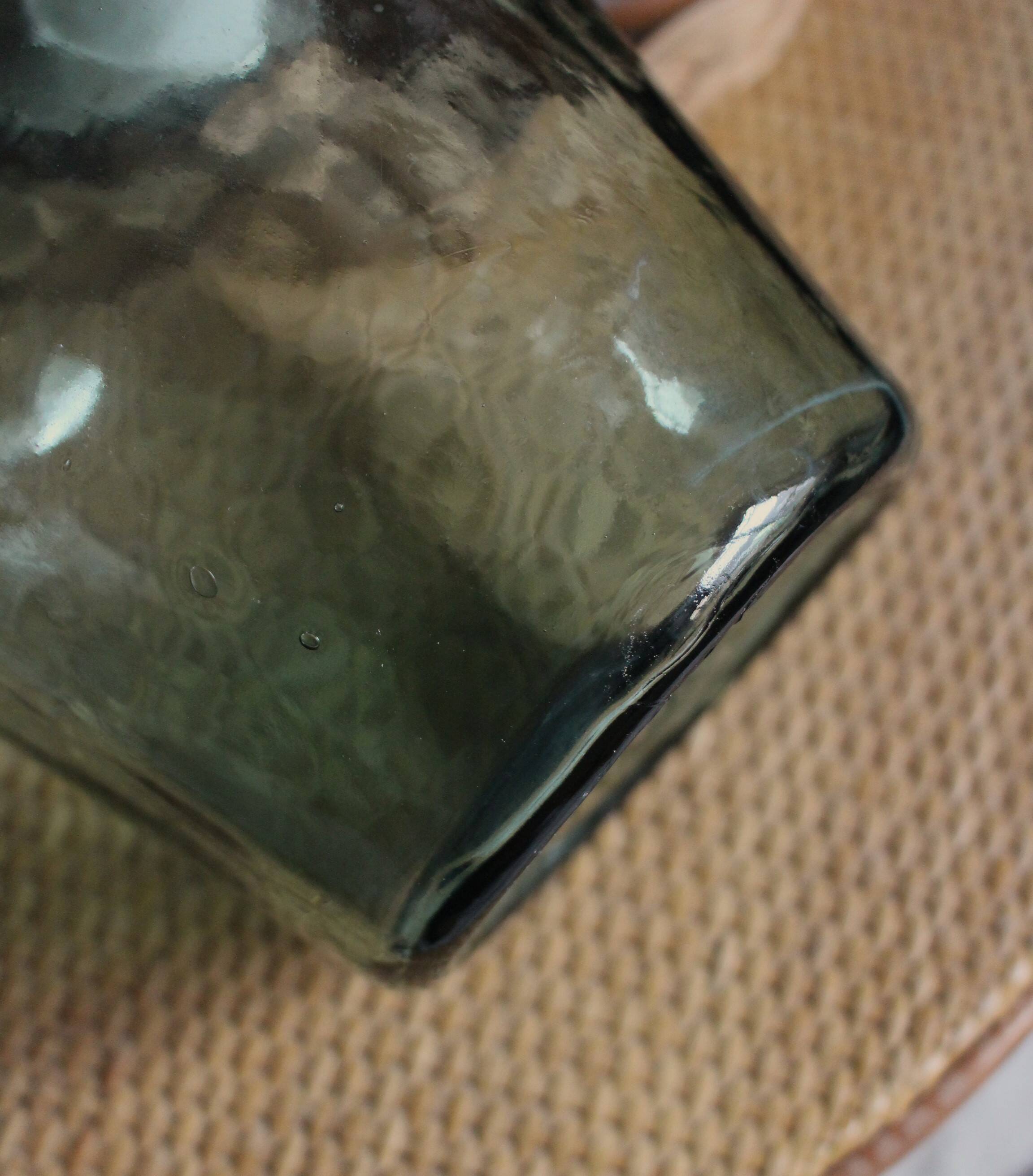 Bubble hammered green glass carboy