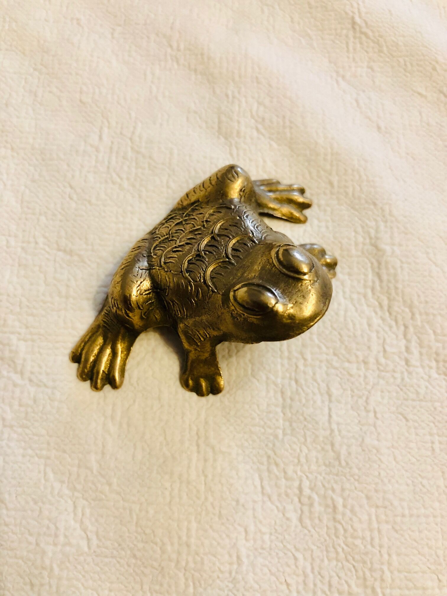 Small brass frog