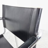 Vintage chrome and leather dining chairs set of 4 - 1980s