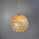 Midcentury mother of pearl Capiz shell & brass sphere large pendant, 1960s