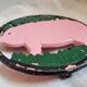 Cast iron underside, pink pig