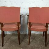 2 pale pink 50s moustache bridge armchairs