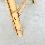 Audoux Minet bamboo rattan ceramic dining table, signed La Roue Vallauris