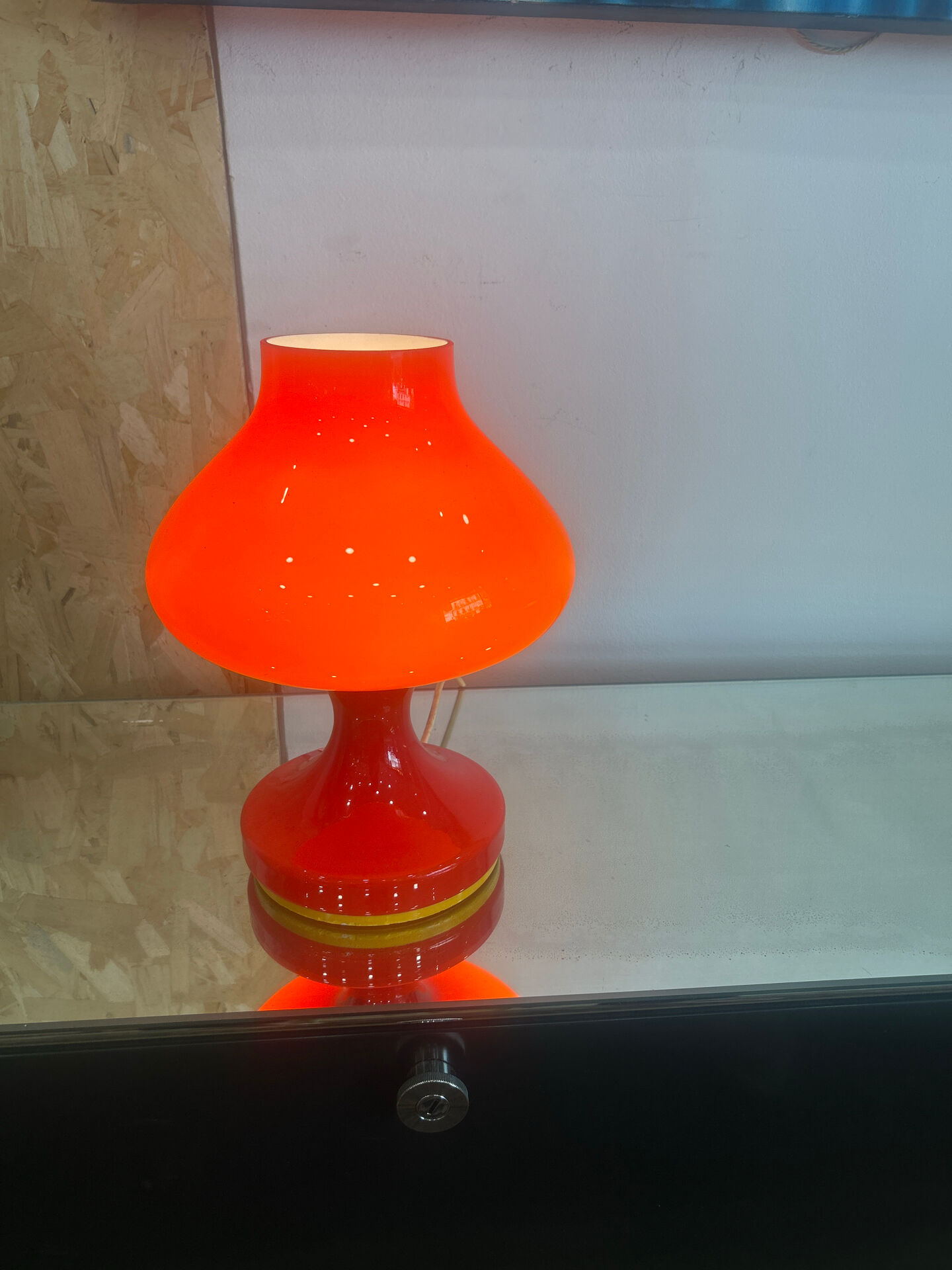 Vintage opaline orange bedside lamp štěpán tabera