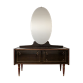 Art Deco dressing table in black lacquered wood with mirror