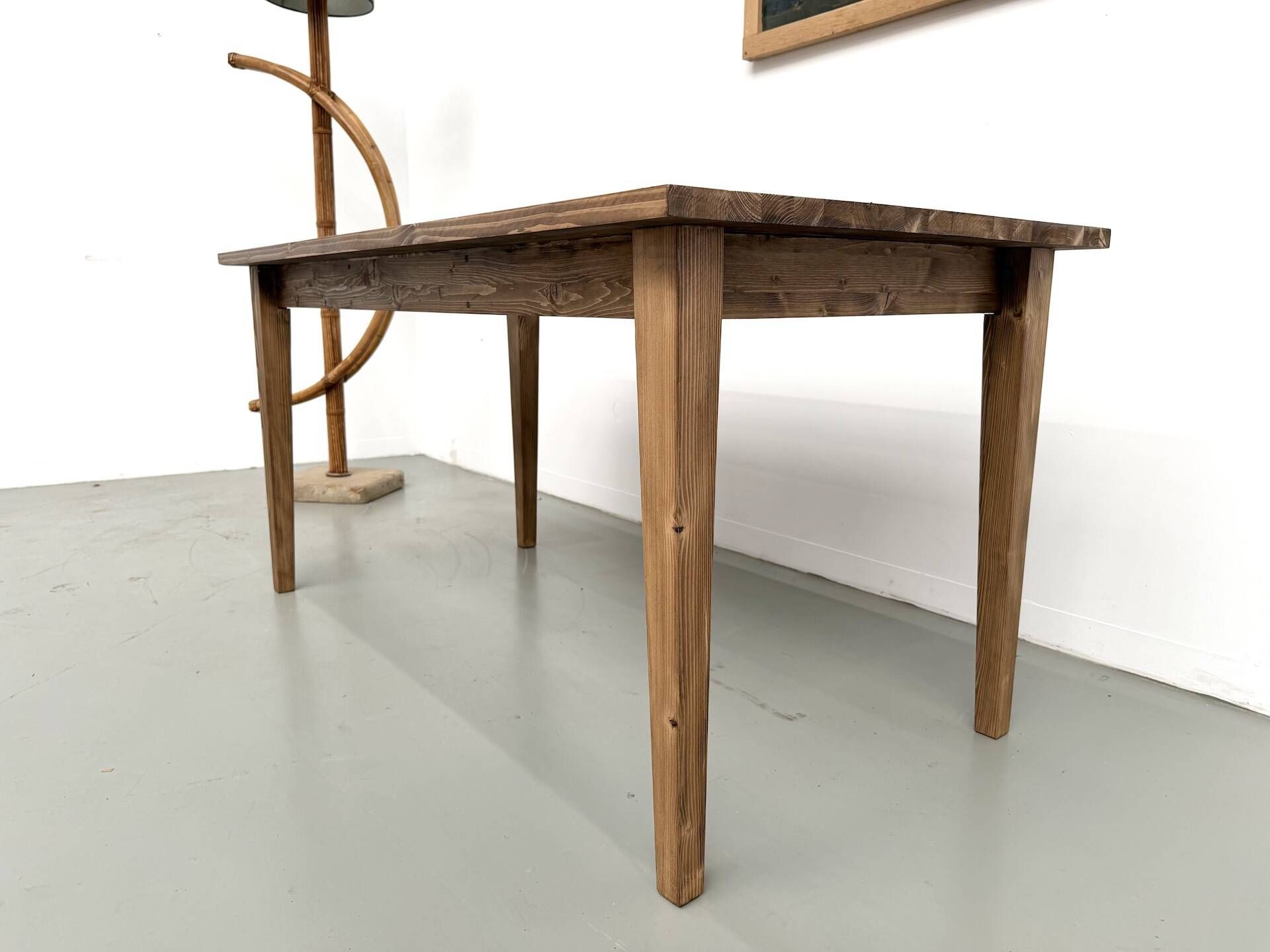 Farm table with tapered legs, L155 cm
