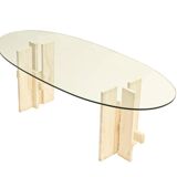 Travertine dining table by Willy Ballez, 1970s