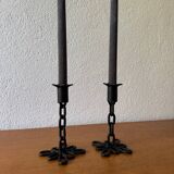 Brutalist wrought iron candlesticks from the 60s