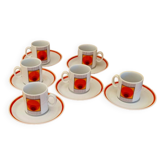 Lot de 6 tasses avec coupelles Winterling