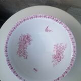 Salad bowl with pink decoration in iron earth