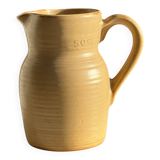 Small vintage jug engraved 50cl matte beige stoneware H14