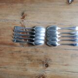 Set of 10 small silver metal spoons