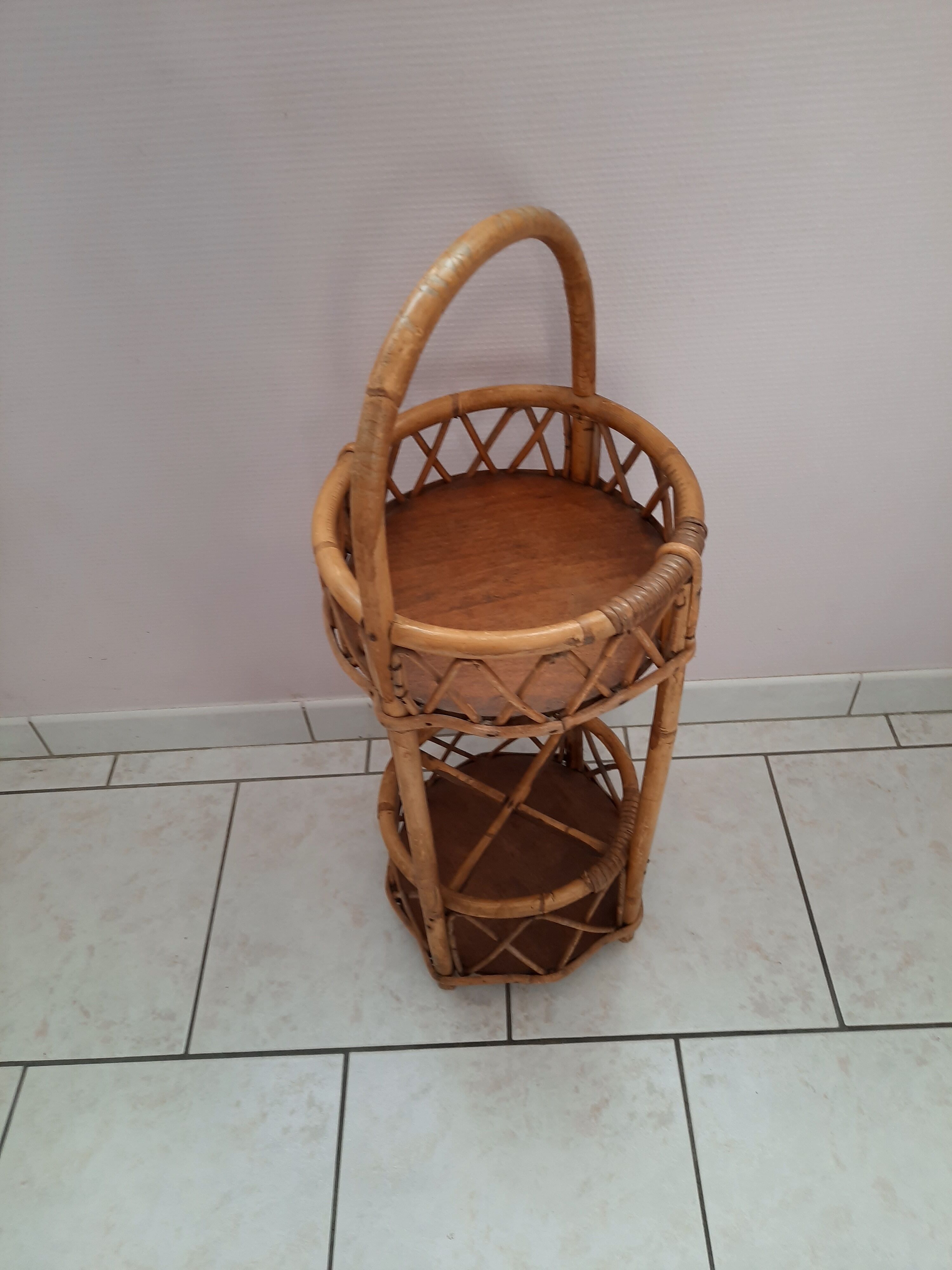 Portable bar in rattan 60s-70s