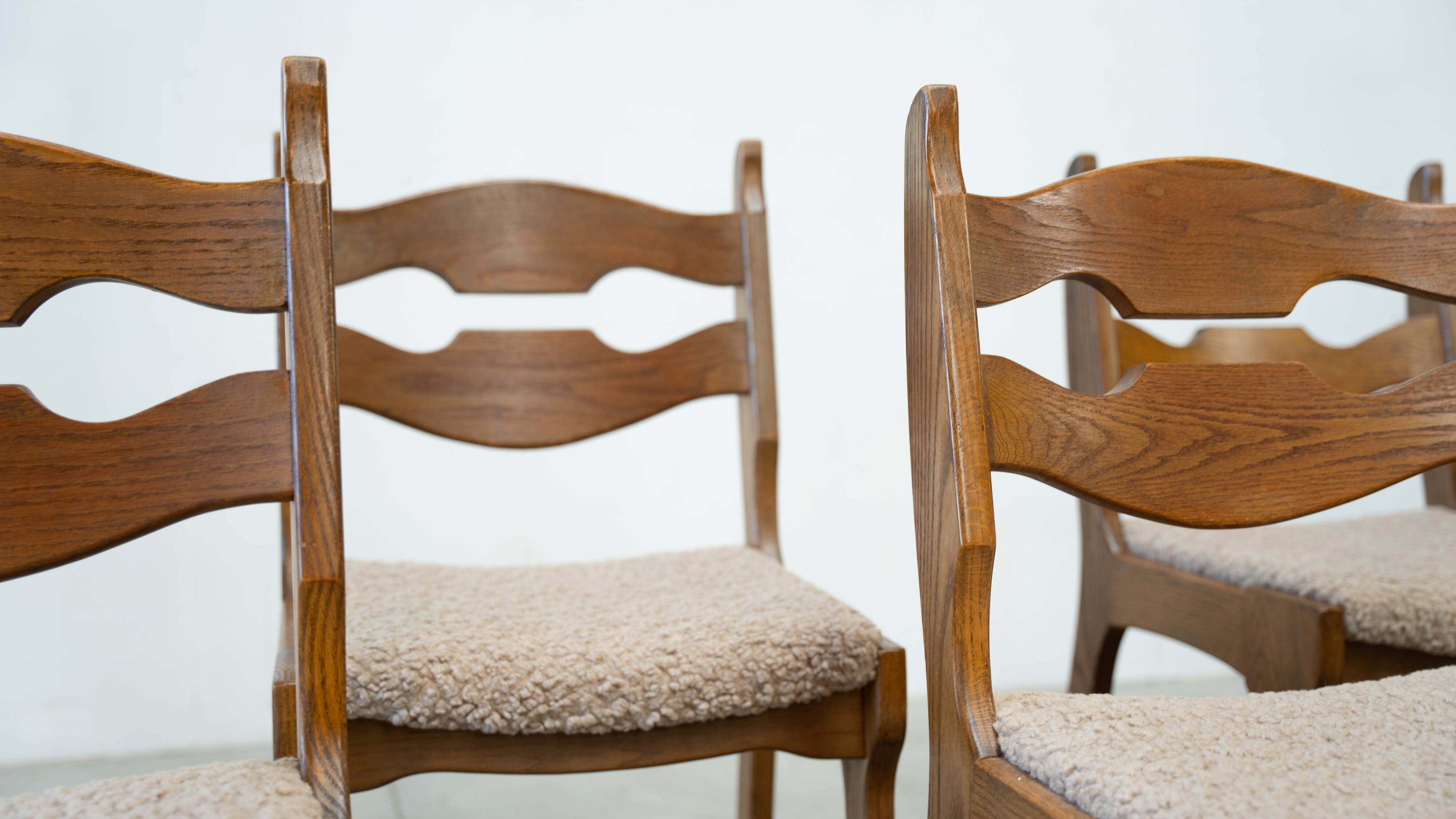 Set of six brutalist razorback dining chairs