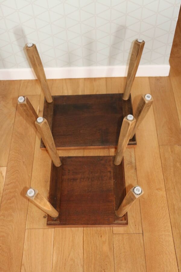 2 tables gigognes bois brutalistes