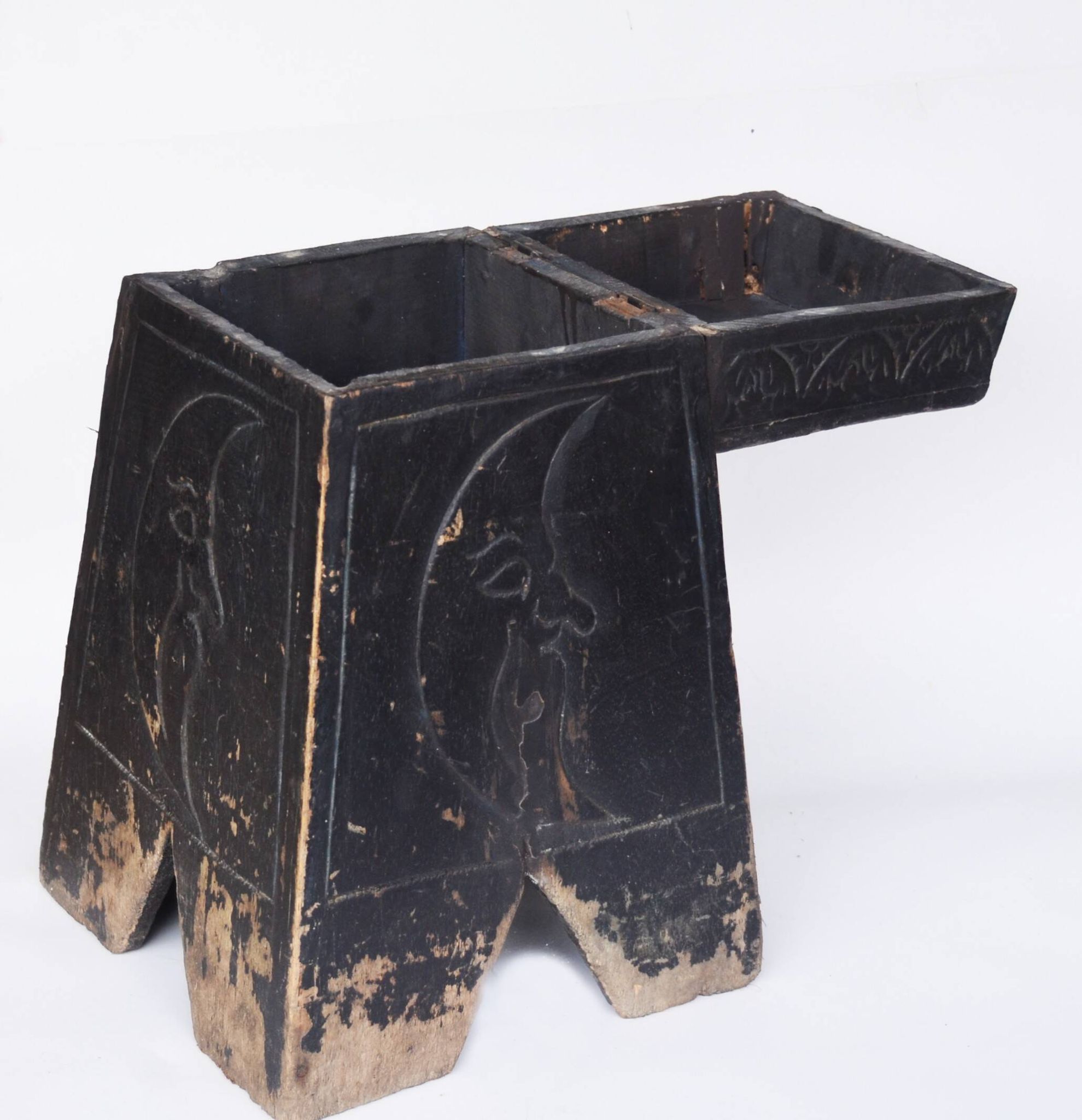 Antique Mystical Moon Stool / Step Stool / Secret Storage Box, circa 1900