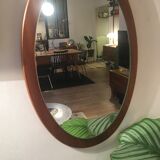 Mirror Scandinavian teak oval 36x57cm