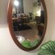 Mirror Scandinavian teak oval 36x57cm