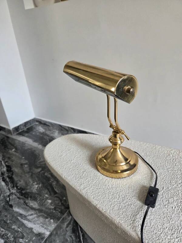 Vintage gold Art Deco banker lamp