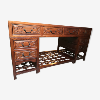 Bureau style chinois avec repose pieds chaise en option